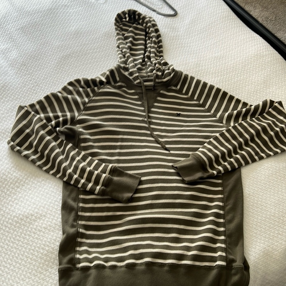 SALE! Hurley striped hoodie Olive and Cream Size L